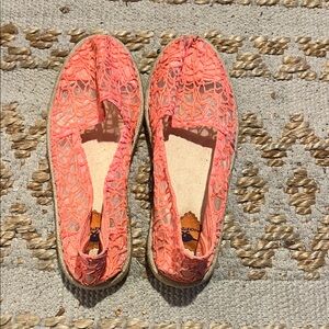 Coral Lace Espadrille Flats